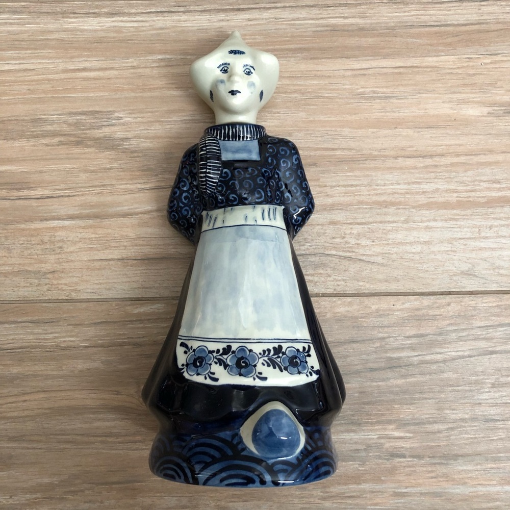 Blue and White Woman Ceramic Bottle
